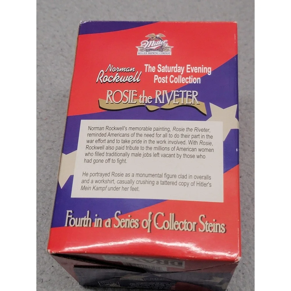Vintage Miller Norman Rockwell Rosie The Riveter Beer‎ Stein Box COA Patriotic